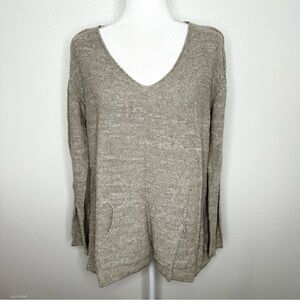 J Jill Pure Jill Womens Tan Open Knit Long Sleeve Tunic Sweater Top Size M EUC